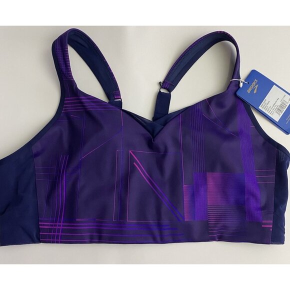 Brooks 38DD Drive Convertible Run Sports Bra Matrix Navy Print Compression - Picture 7 of 10